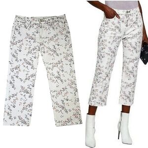 Rag & Bone Micro Distsy Floral Boy White Cropped Jeans